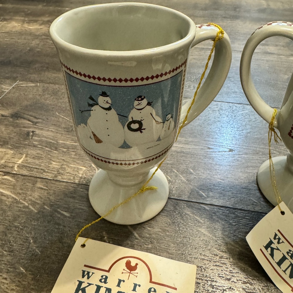 Set of 3 Vintage Warren‎ Kimble 1996 Enesco Snowman Pedestal Cups NWT - Picture 3 of 10
